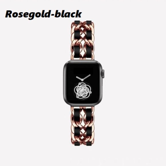 NEW Strap Chain Leather Stainless Band For Apple Watch - RB - Picture 1 of 14